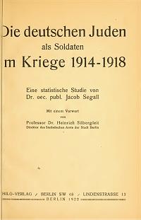 Die deutschen Juden als Soldaten im Kriege 1914-1918